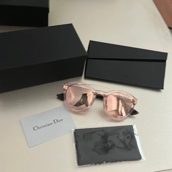 Christian Dior Manía 1 rose gold reflective sunglasses brown DiorPacific R1I Gradient Yellow-to-Pink Transparent Oval  main image 3